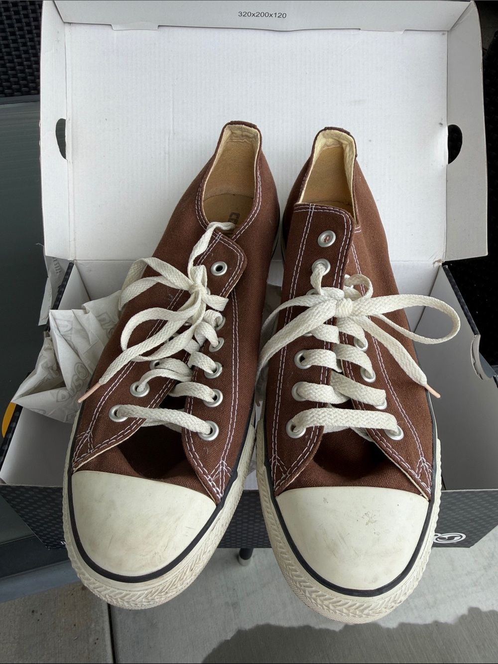 Converse Brown Canvas Low-Top Sneakers with White Laces